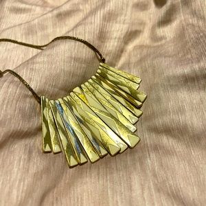 Lucky Brand Paddle Fan White Enamel Gold-T Adjustable Slide Chain Necklace